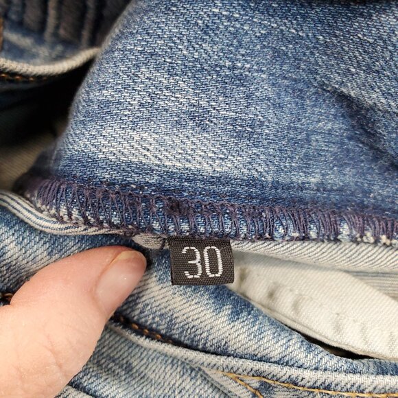 Revice Women's Boyfriend Crop Fringe Star Design Denim Blue Jeans Size 30 - Picture 12 of 13